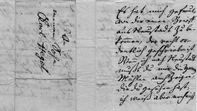 Faksimile des Briefes vom 13.8.1819 (Seiten 1 und 4)